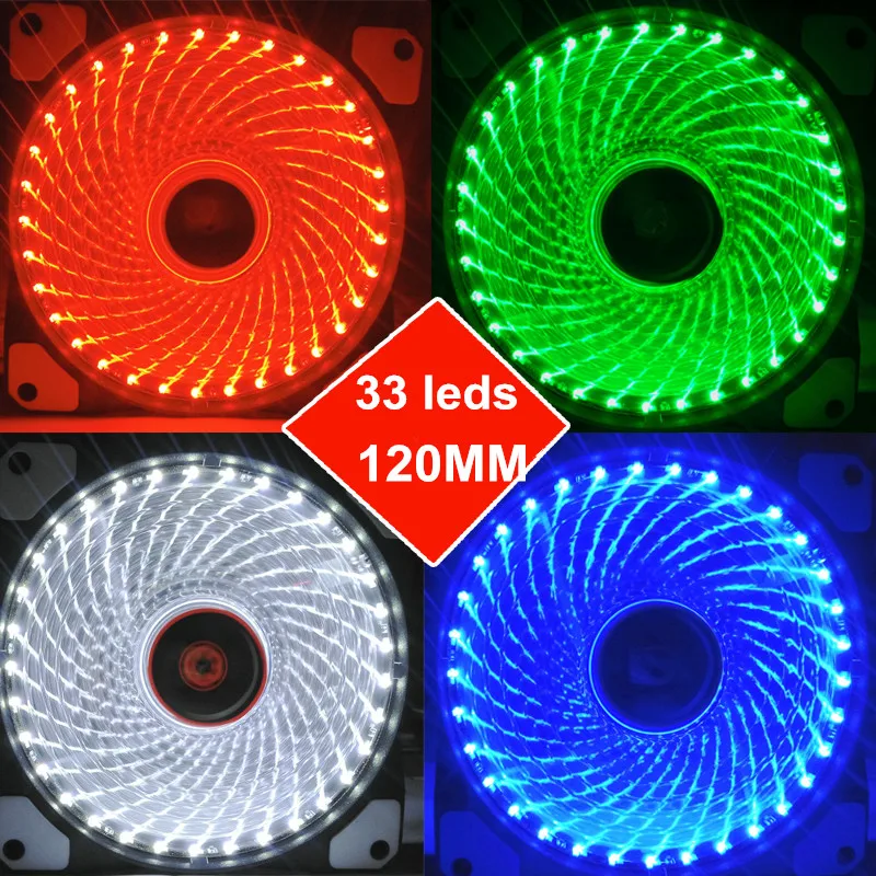 

Computer Case Fan 120mm PC Computer Ultra Silent 32 LEDs Case Fan Heatsink Cooler Cooling pc fan 12CM Fan 12VDC 3P IDE 4pin