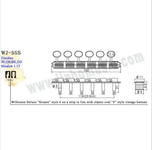 Wildson Deluxe WJ55S 6 In line головки/тюнеры черные новые гитарные детали | Спорт и