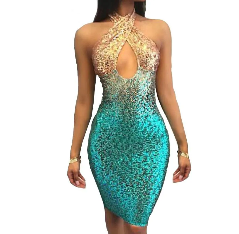 2017 шикарное летнее платье новинка без рукавов с блестками облегающие платья