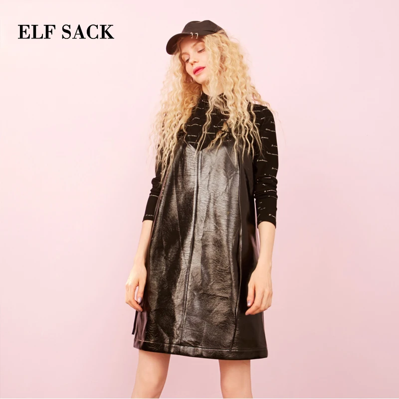 Женское винтажное платье ELF SACK синее однотонное трапециевидной формы до колена