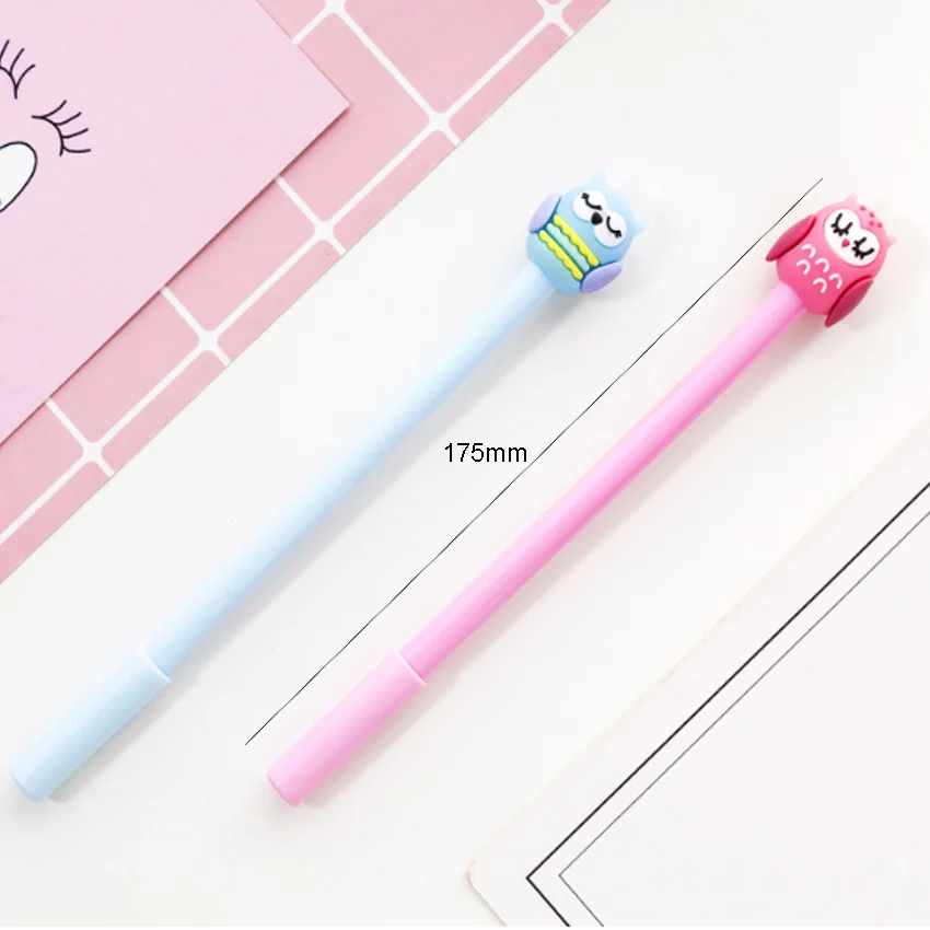

4Pc/lot Kawaii 0.5mm Cartoon Owl Plastic Black ink Pen Simple Pen For School Supplies Party Gift