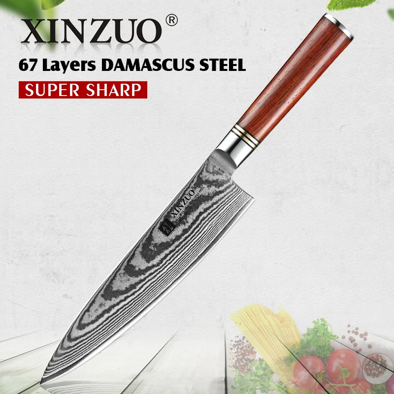 XINZUO 8 дюймов нож шеф-повара из дамасской стали vg10 кухонные ножи из нержавеющей стали Gyutou нож для кухни с ручкой из палисандра