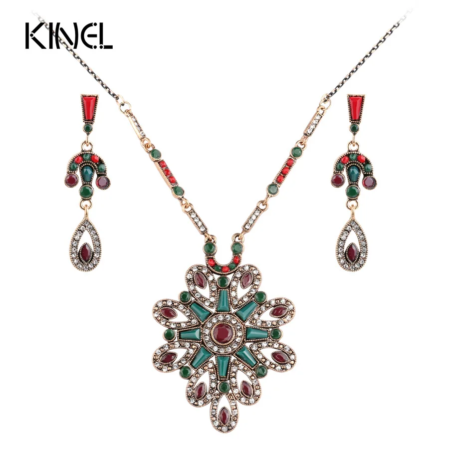 Kinel роскошный антикварный золотой цвет винтажный Свадебный комплект ювелирных