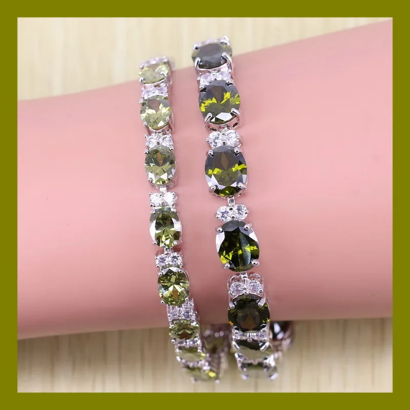 Зеленые ювелирные изделия из перидота браслет для женщин Сказочный Кристалл