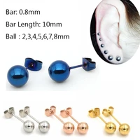 2 pieceslot 0 8mm stainless steel ball earring tragus earrings blue rose gold body piercing jewelry