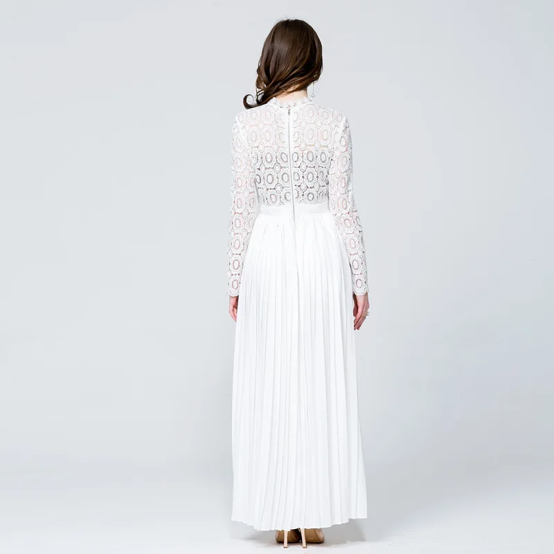 Peiling Дракон Новинка 2017 с длинными рукавами кружевное платье Тонкий Сплит