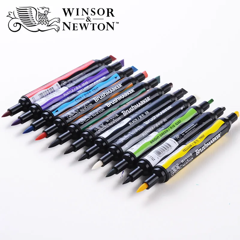 Winsor Ньютона brushmarker мягкий наконечник 6/12 Цветов маркеры с двухголовой Твин Маркеры на спиртовой основе кончик кисти тон кожи маркеры