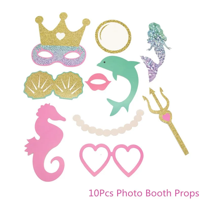 10Pcs Chicinlife 10 шт./лот, реквизит для фотосессии с изображением русалки, дня рождения, вечеринки для девочек, сувениры для свадьбы, вечерние принадлежности для украшения - Цвет: 10Pcs