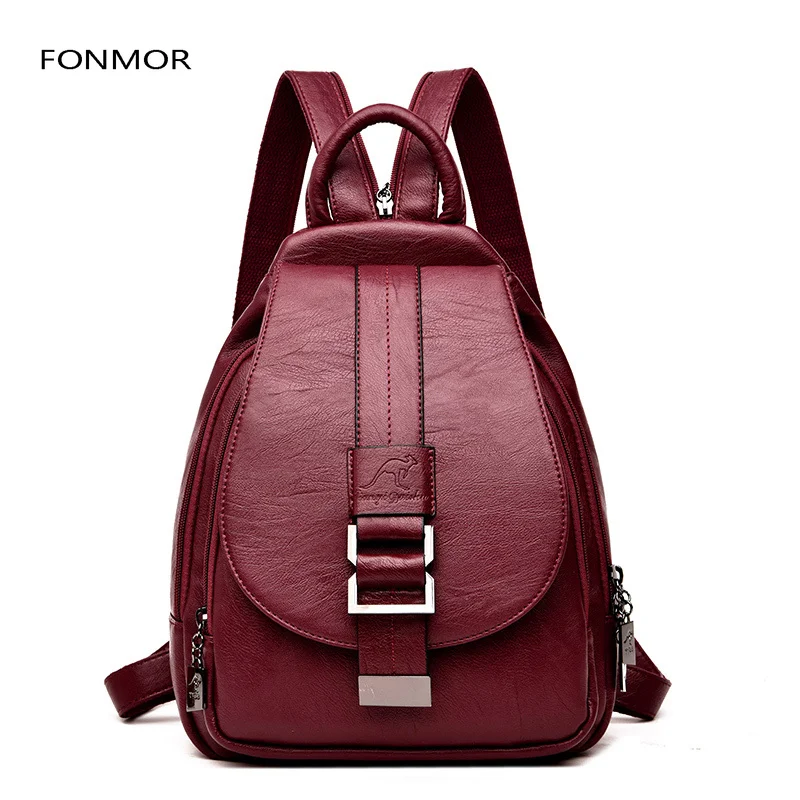 

2019 Women Leather Backpacks Vintage Female Shoulder Bag Sac A Dos Travel Ladies Bagpack Mochilas School Bags for Girls Preppy