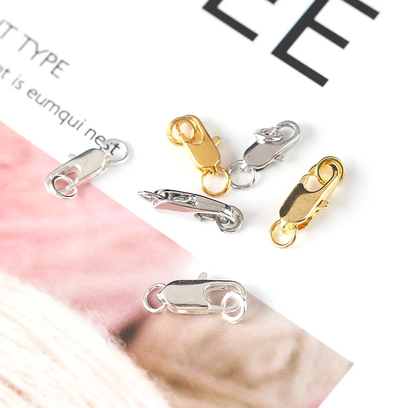 10 pcs/Pack14X5 12X4mm металлические застежки Омаров коготь крючки с кольцами Наборы Серебряный, Золотой, родиевый пластины DIY Изготовление, поиск ювелирных изделий 11000