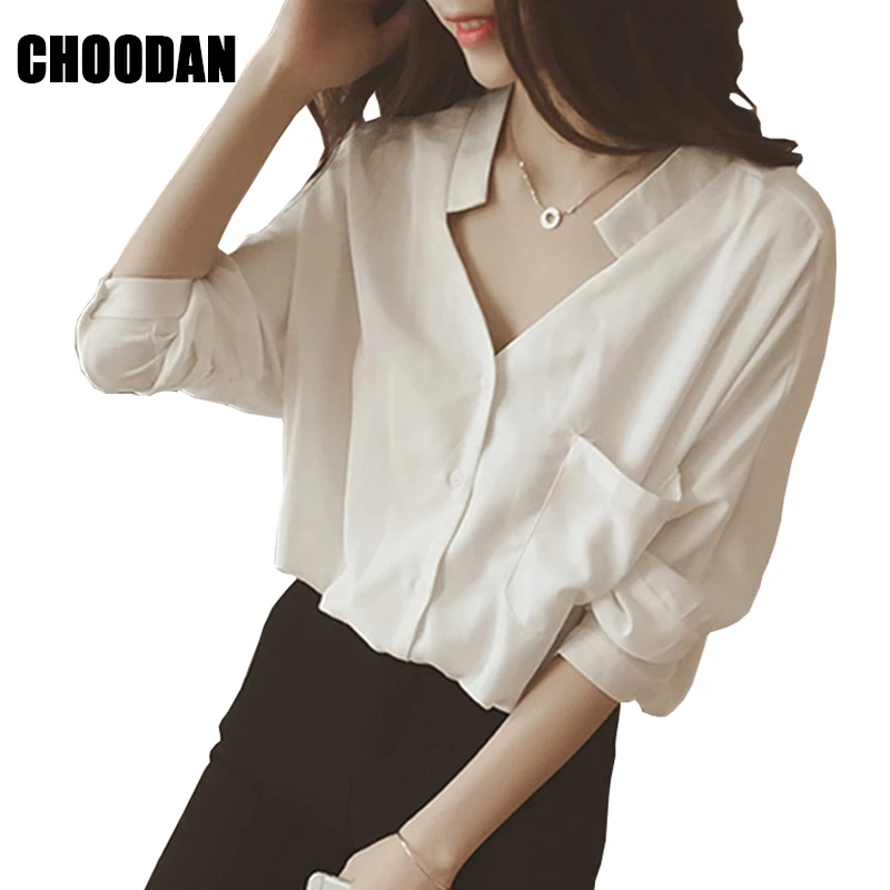 Long Sleeve Blouse Shirt V-neck Women Blouses Autumn Spring 2018 New Korean Fashion Summer Casual Ladies Tops Womens Clothing |