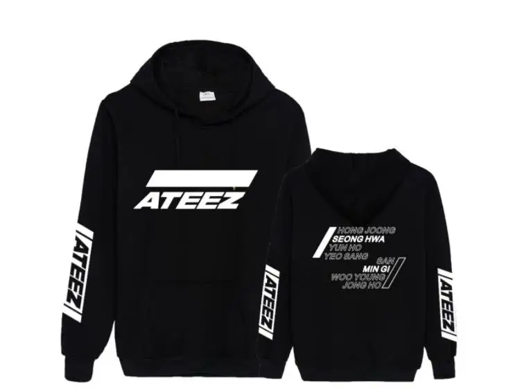 thin Kpop ateez имя члена печать черный/белый пуловер свободные толстовки унисекс k-поп руно ateez Толстовка для на осень-зиму - Цвет: thin