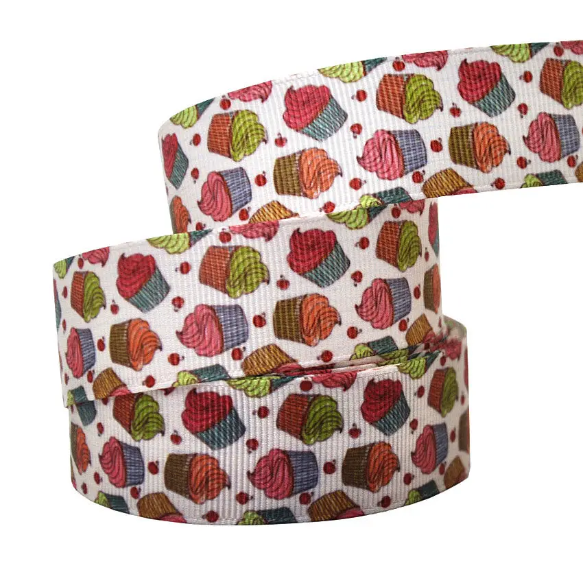 (10 м/Лот) с фокусным расстоянием 25 мм Grosgrain печатные красочные леденец пирожные