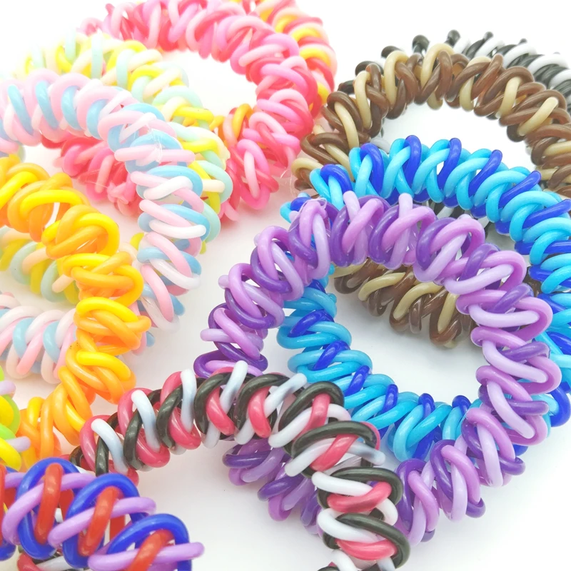 

Wholesale 100Pcs Size 5CM Braid Rope Telephone Wire Accessories Women Rubber Bands Girl Hair Gum