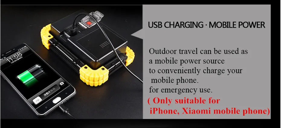 Светодиодный прожектор 20 Вт 400LM Портативный usb зарядка Открытый Кемпинг Аварийный газон Рыбалка Рабочая лампа