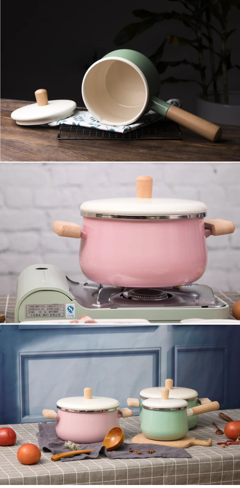 CAKEHOUD бытовой простой эмалированный суповый горшок с крышкой, утолщенный детский пищевой добавка, молочный горшок, суповый горшок, кухонные инструменты для приготовления пищи