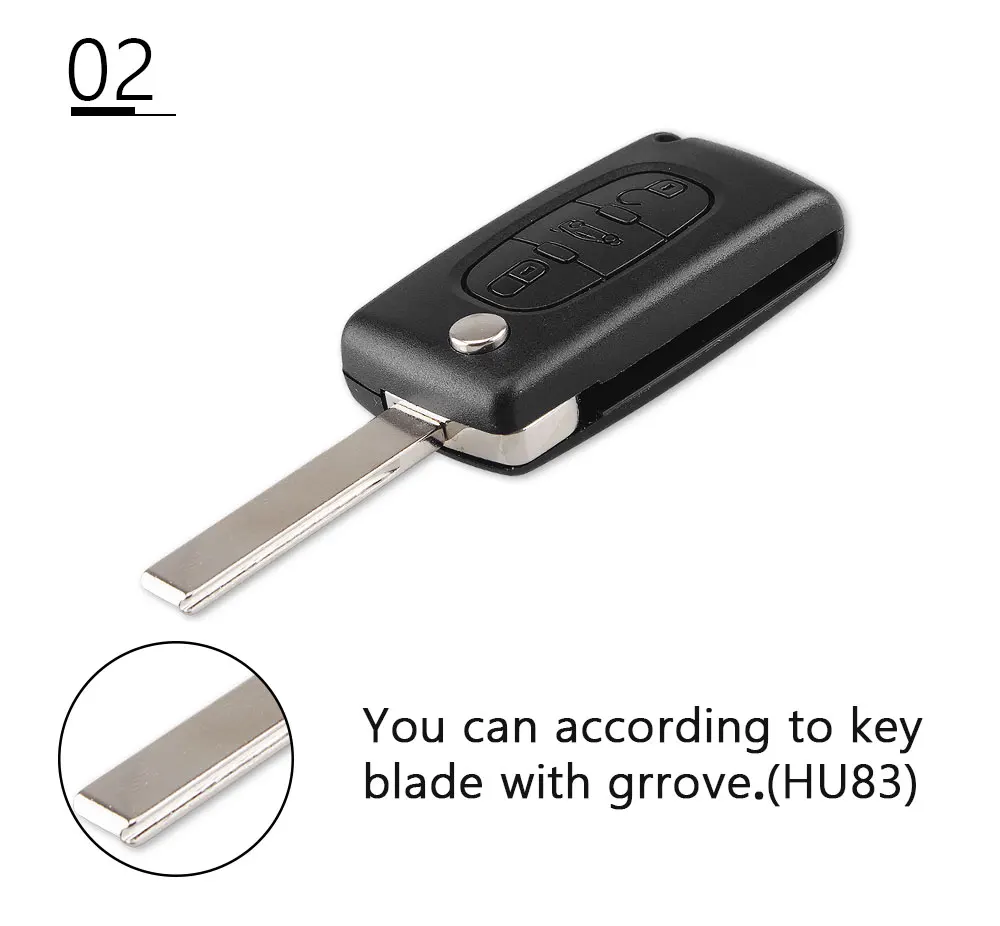 Чехол KEYYOU с 3 кнопками для Citroen C2 C3 C4 C5 C6 C8 откидной складной чехол для дистанционного ключа крышка Fob Uncut с лезвием HU83/VA2
