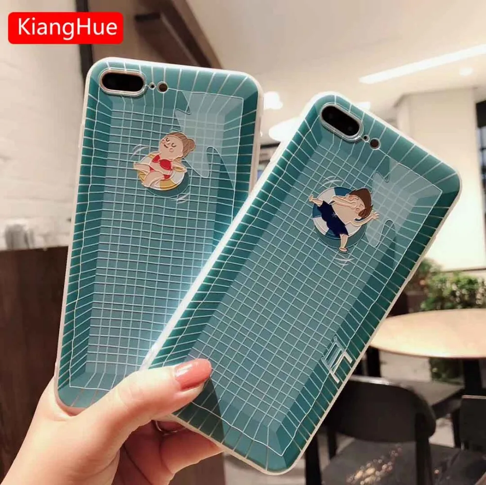 Летний чехол для телефона с рисунком бассейна iPhone7 7 Plus мобильного из ТПУ iphone X 6 6S 8