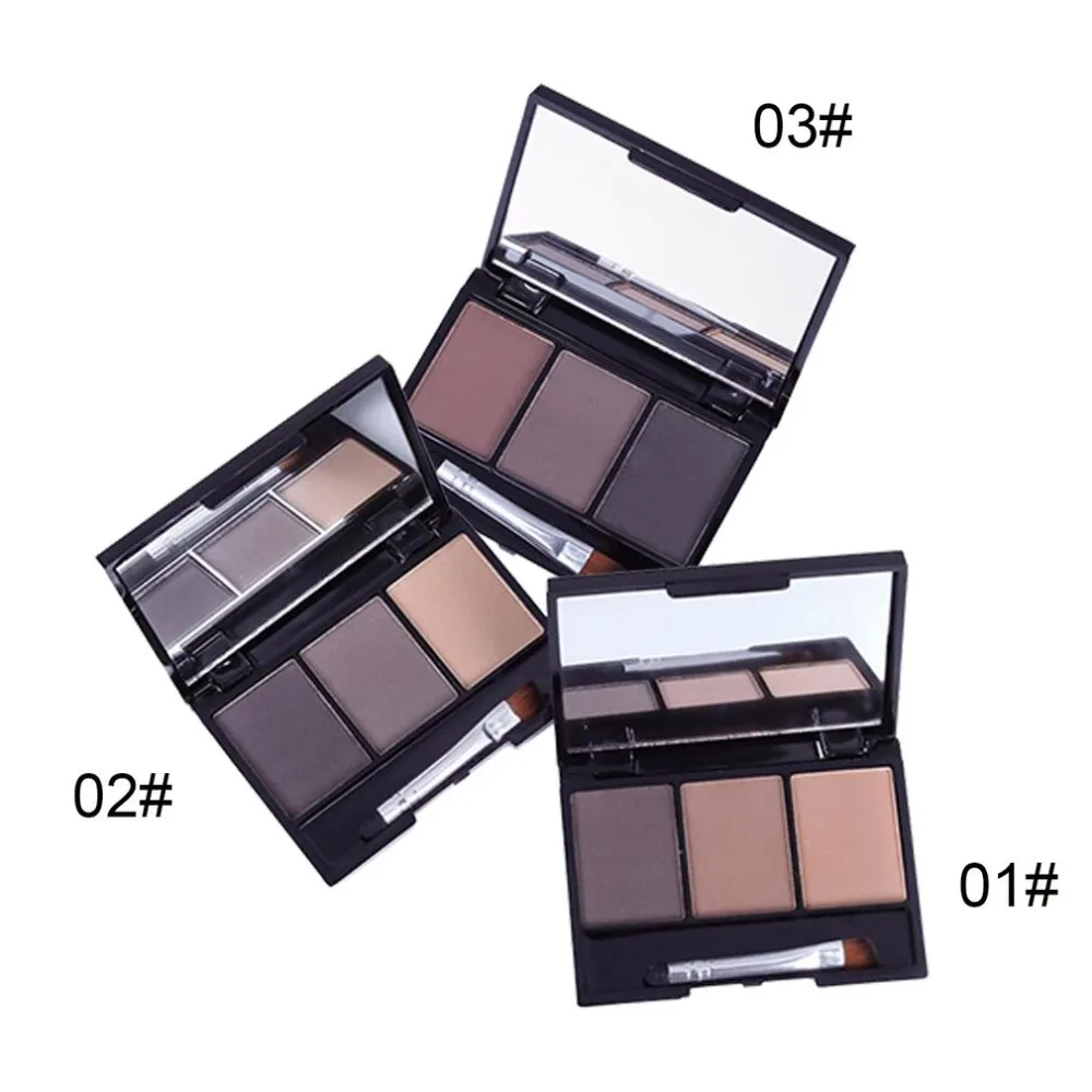 Профессиональная 3 цветная пудра для бровей Палитра теней водонепроницаемый