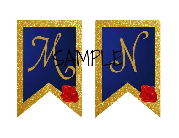 

Beauty and the Beast Banner Baby Shower Birthday Party Decorations Kids Event Party Supplies Party Candy Bar Princess Banner