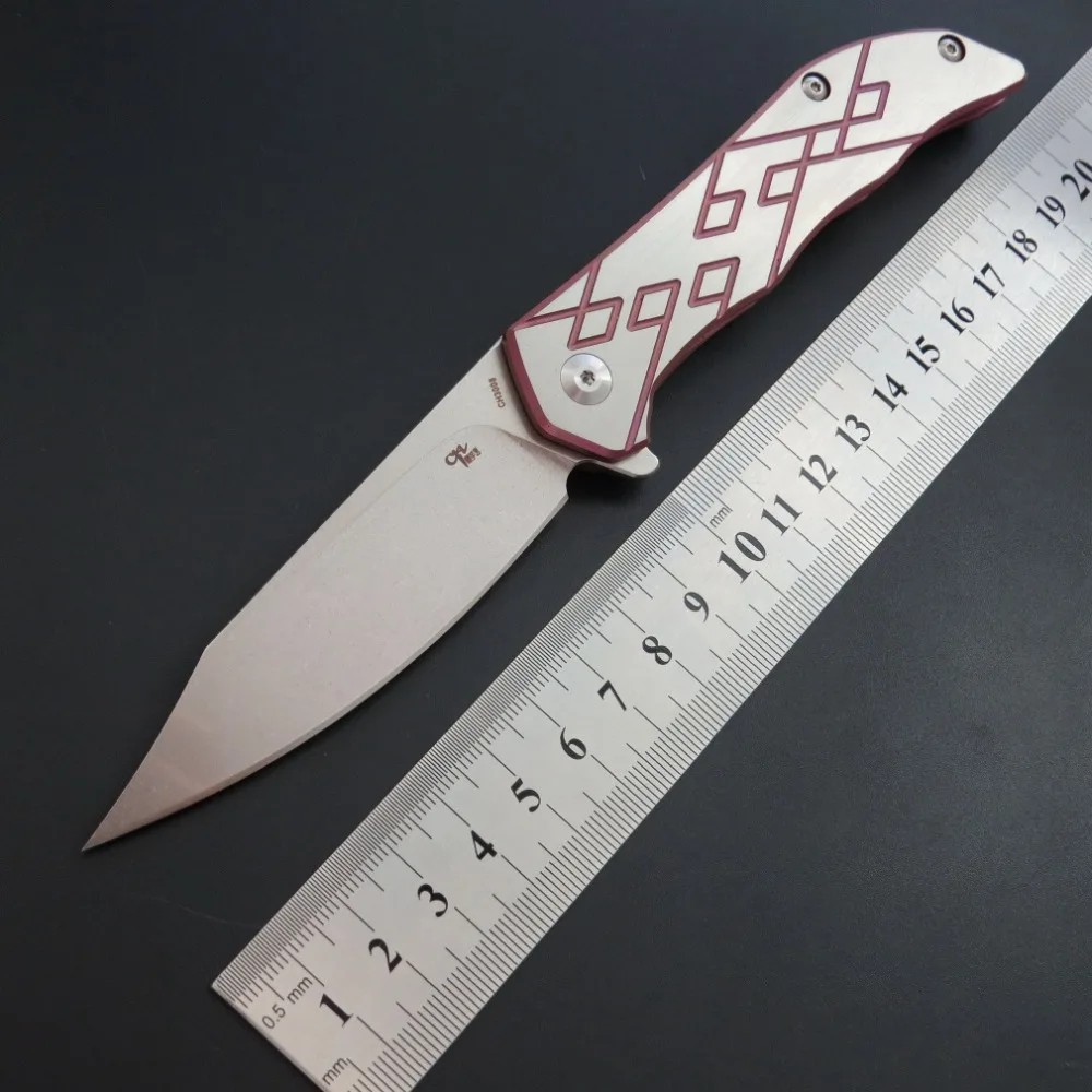 ZZSQ CH3008 складной нож D2 стальное лезвие + TC4 titanium ручка Походный уличный Охота