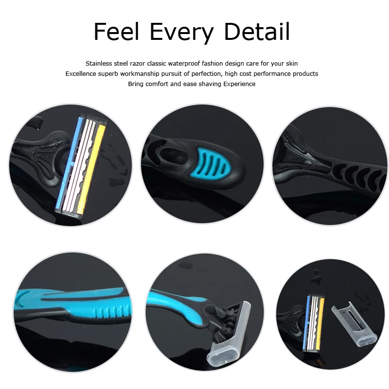 5pcs SolinShave Blue Manual Men's Disposable Razor Blade Polybag Package Beard Shaver Triple Stainless Blades SUCCOR3 R319 |