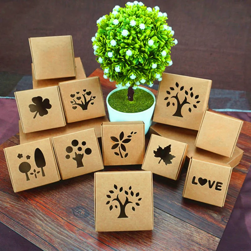 

Kraft Paper Window Box Handmade Soap Wedding Favor Gift Candy Package Brown Boxes Free Shipping