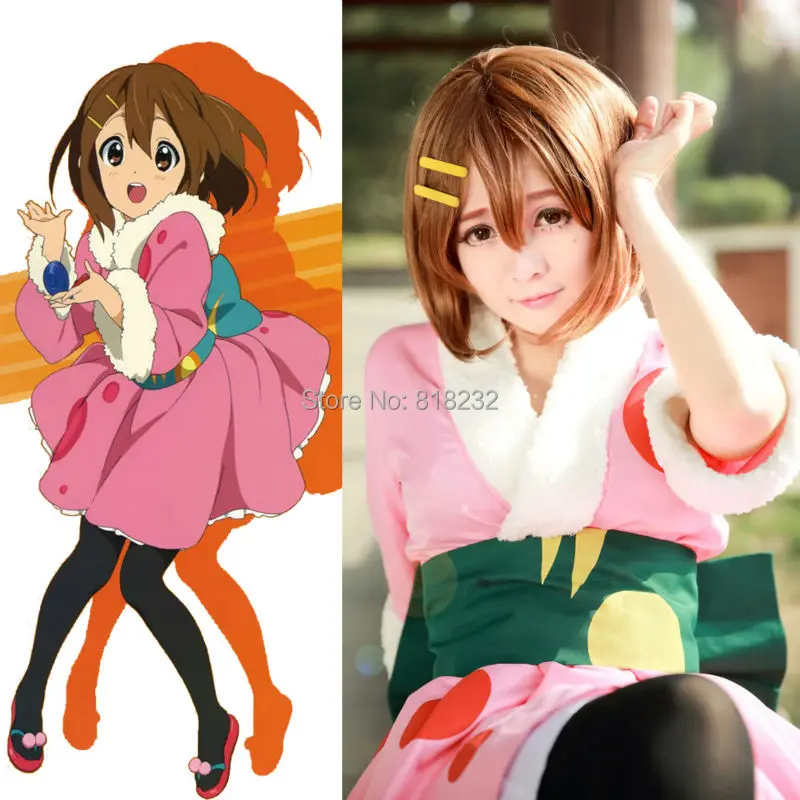 

K-ON! Кимоно Hirasawa Yui в горошек, юката, платье, Униформа, костюмы для косплея