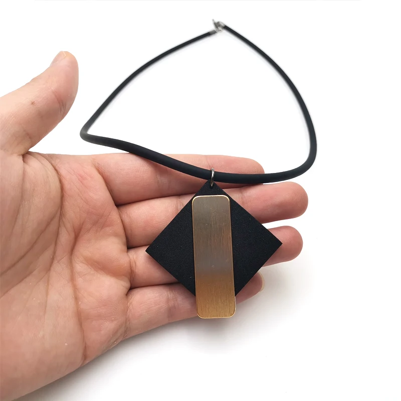 YD&ampYDBZ Fashion Rose Gold Pendant Womens Necklaces Jewelry Handmade Black Rubber Rope Accessories Friendship Necklace Gift | Украшения и