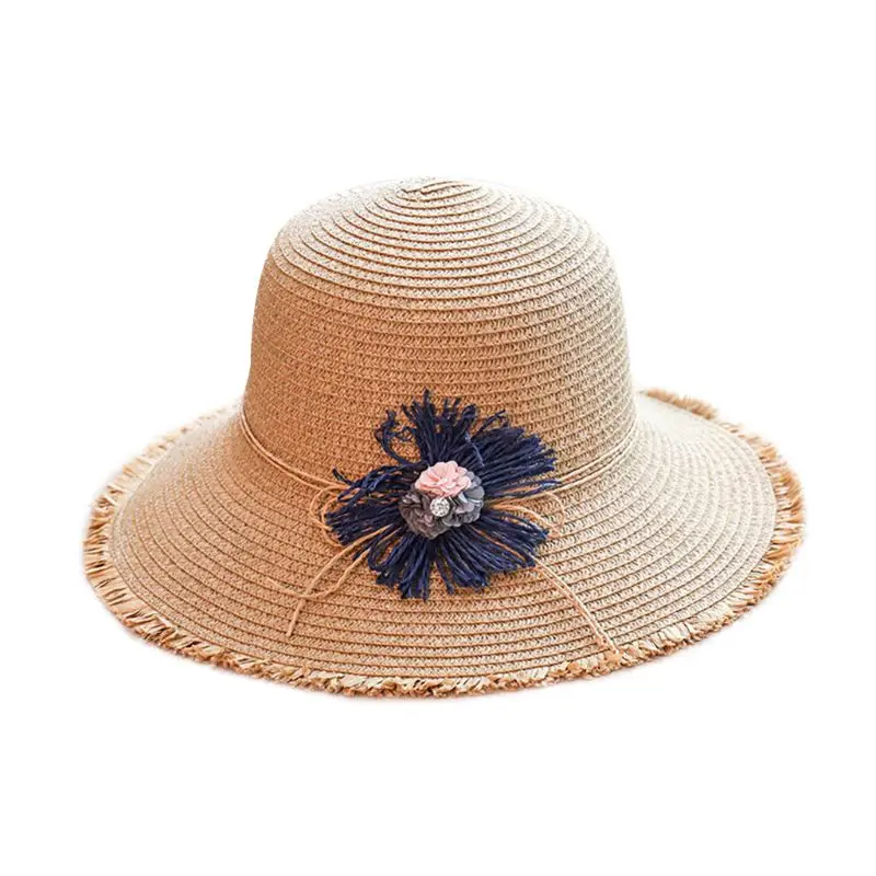 Простая Современная летняя соломенная шляпа с бахромой и солнцезащитным