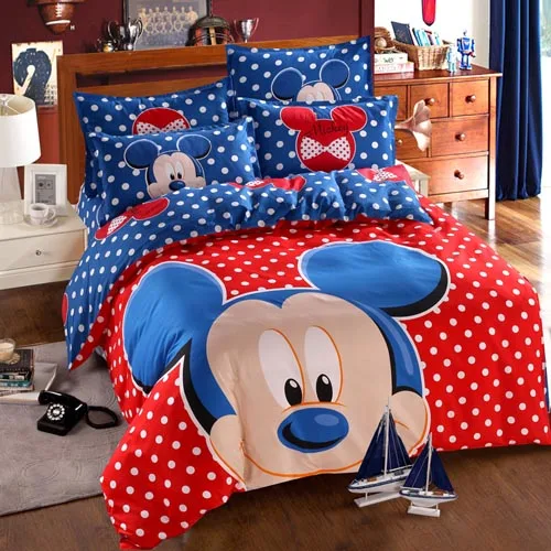 Mickey Mouse Disney синий Микки Мышь постельное белье 3 или 4 шт. двойной один Размеры Постельное белье для детей подарок на день рождения Украшения в спальню - Цвет: Mickey Mouse