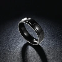 fashion 6mm titanium steel black color ring men wedding engagement band jewelry party rings for male free shipping