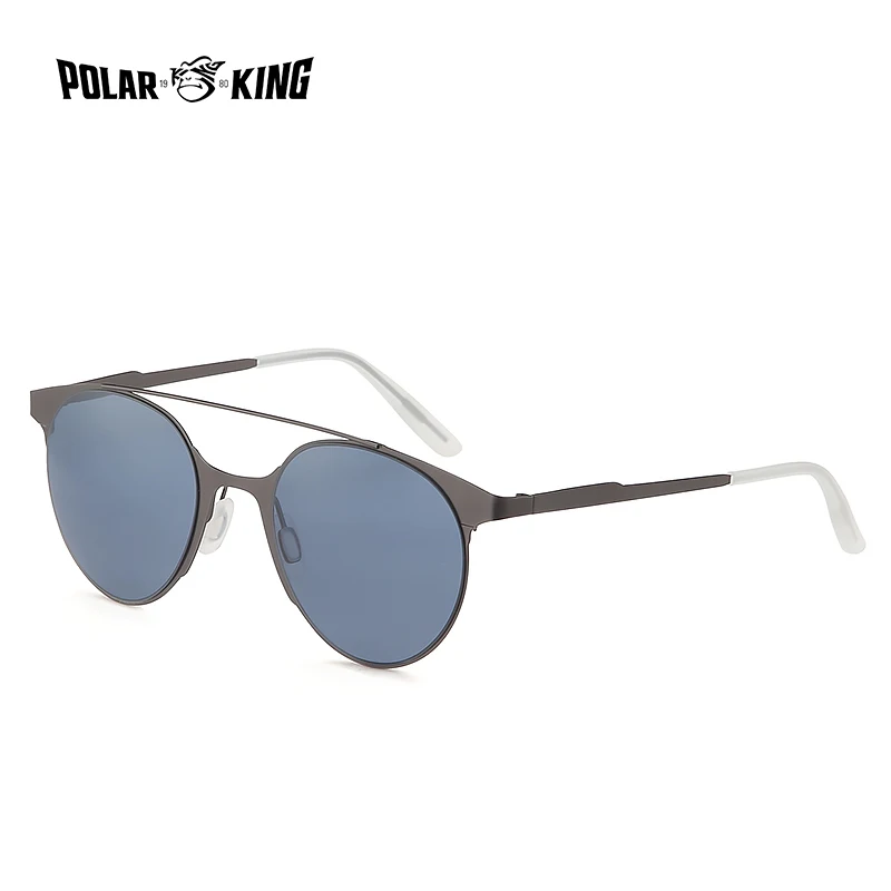 C01GunBlue Polarking из нержавеющей стали унисекс солнцезащитные очки UV400 мужские круглые старинные солнцезащитные очки мужские очки аксессуары для мужчин - Цвет линз: C01GunBlue