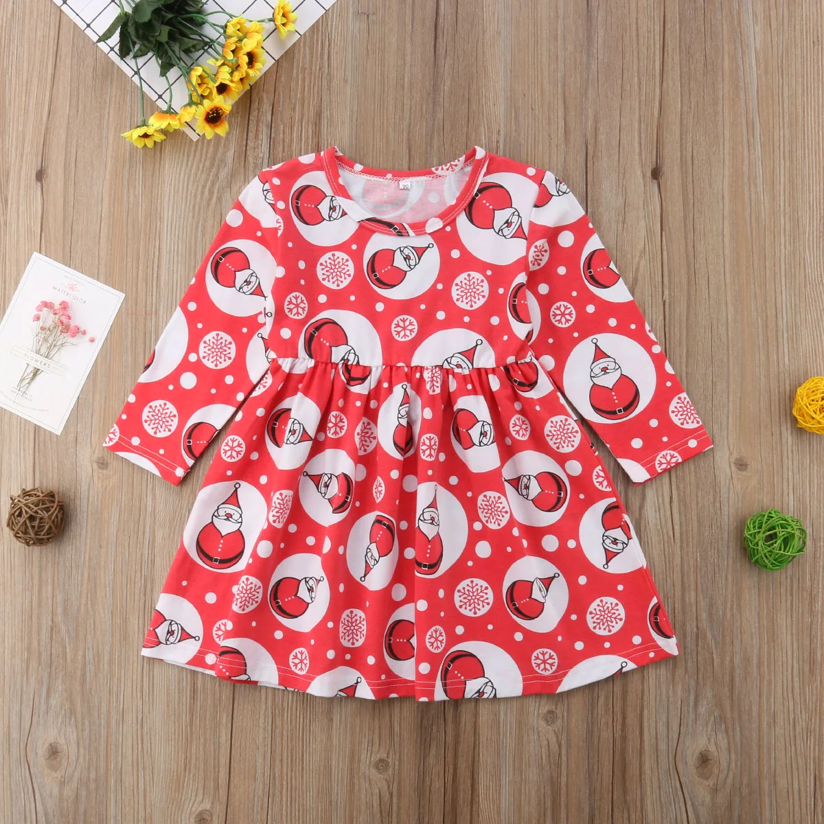 2018 Brand New 1-6Y Autumn Winter Toddler Kids Baby Girls Dress Christmas Clothes Snow Santa Claus Long Sleeve Knee-Length | Детская