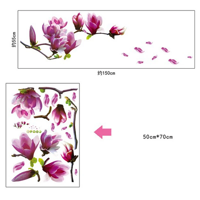 Экологический Фиолетовый цветок магнолии в форме стены стикер | Дом и сад
