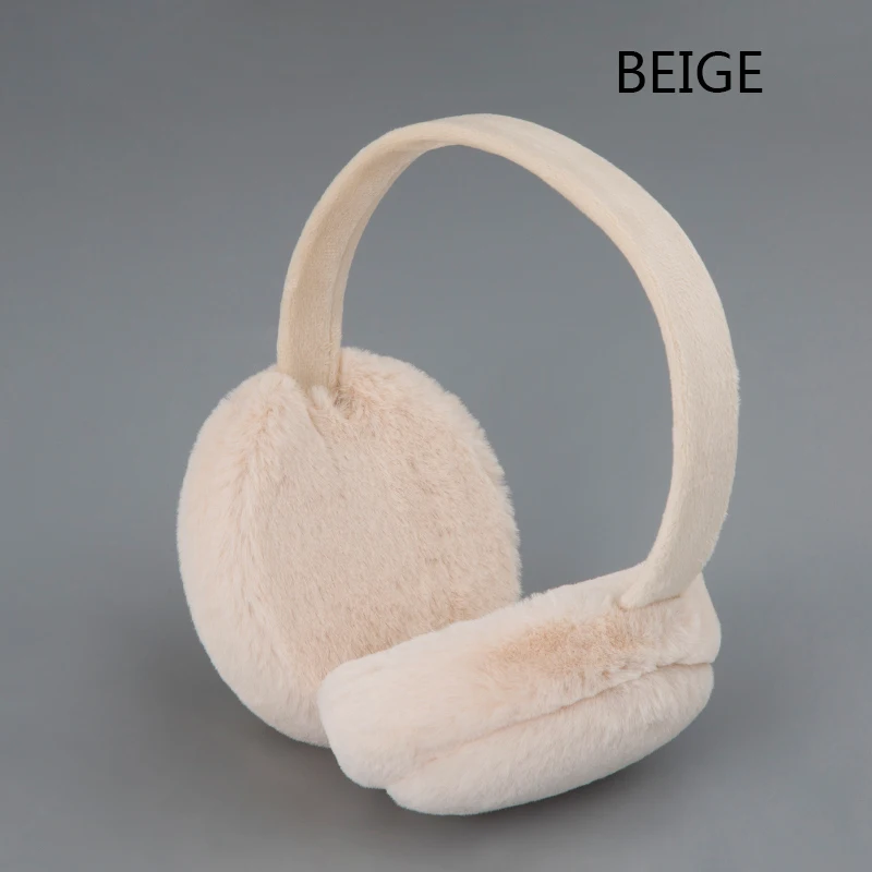 Beige Модные теплые зимние наушники для женщин, теплые меховые наушники, женские зимние теплые наушники для девочек, зимние аксессуары, подарок на фестиваль - Цвет: Beige