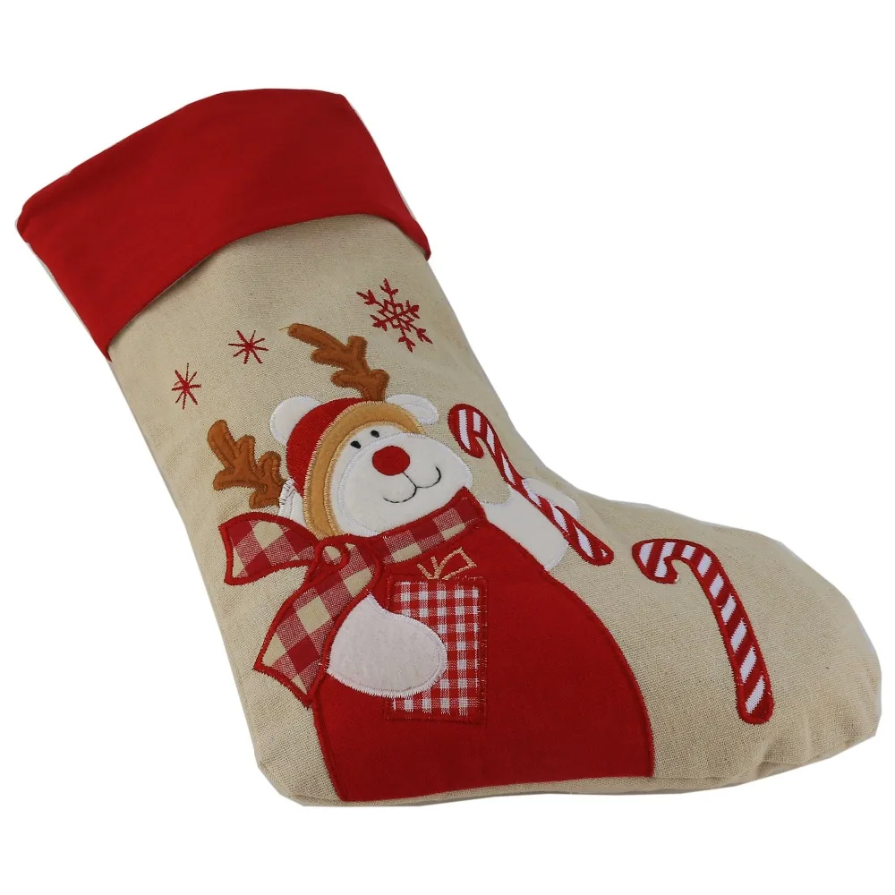 Бесплатная доставка милые рождественские чулки комплект из 3 Санты оленя