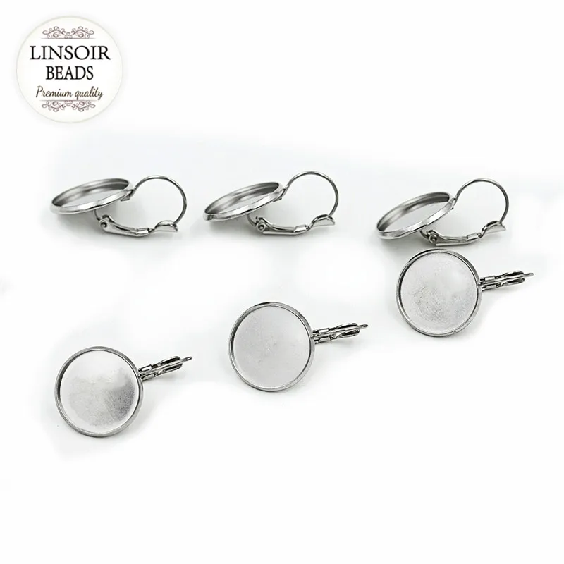 Серьги гвоздики из нержавеющей стали с французским рычагом 8/10/12/14/16/18/20 мм|supplies