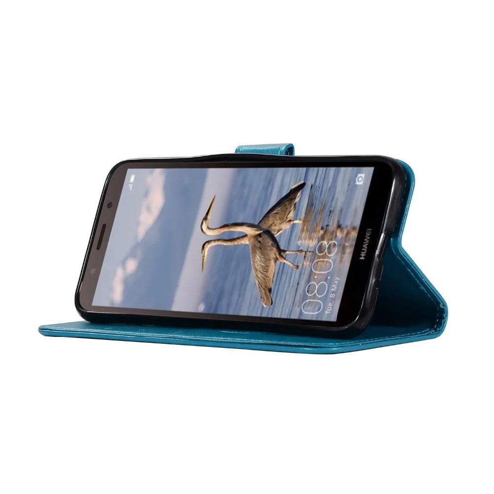 Для Huawei Honor 7S Honor7s - флип-кейс из кожи с 3D-паттерном совы и карманом для карт.