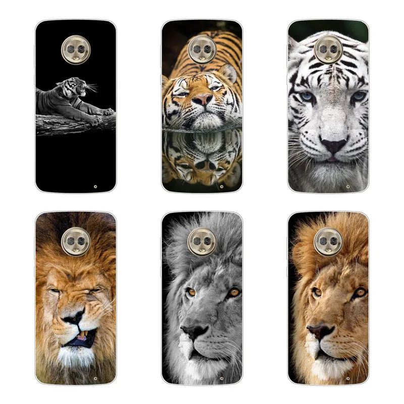 for Motorola Moto G6 plus Case Silicon Tigers and lions Painting Soft TPU Back Cover Protect Phone cases shell |