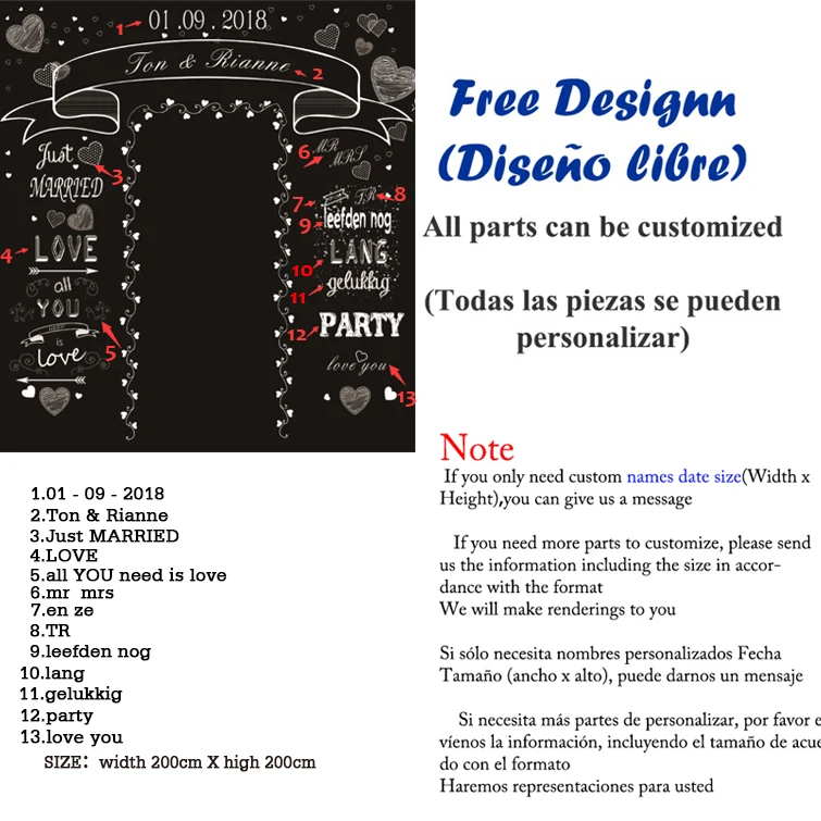 Allenjoy фон для фотосъемки любовь Свадебная тема пользовательское имя Дата Меловые