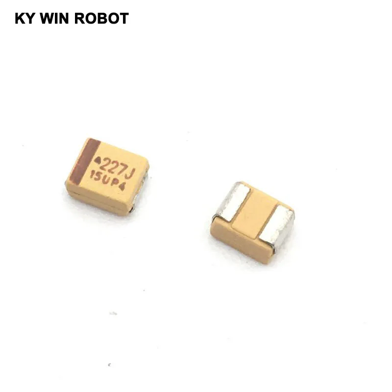 Чип SMD Танталовый конденсатор с алюминиевой крышкой, 227J 6,3 V 220 мкФ 6V Тип B 3528/1210 желтый постоянной ёмкости, универсальный конденсатор из желчь