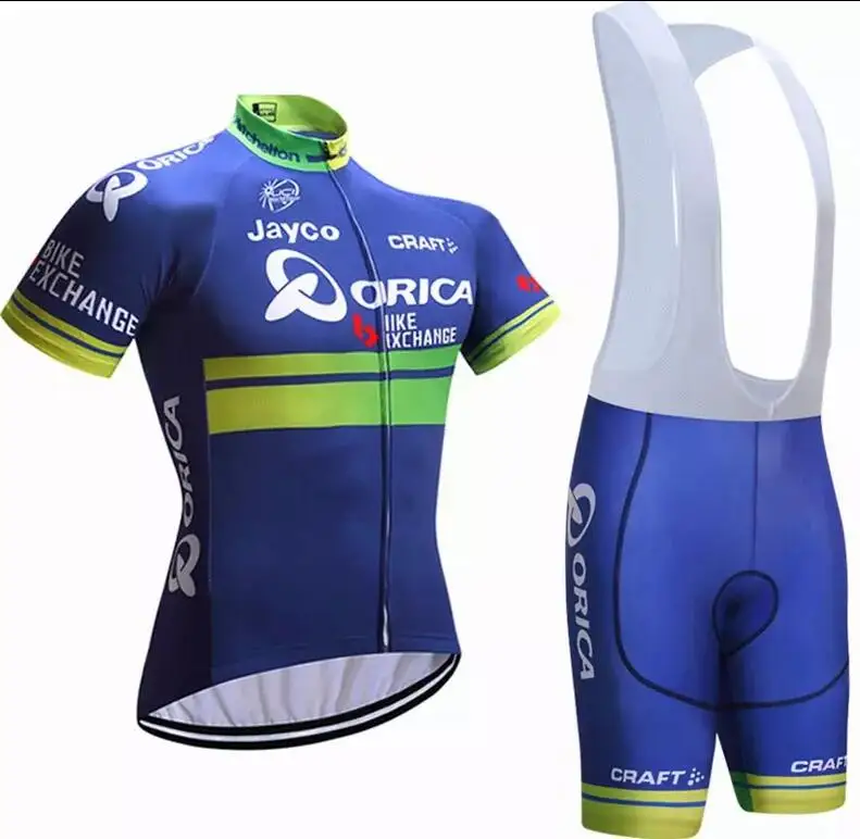 bib blue pro team orica комплекты велосипедной одежды с коротким рукавом, одежда для велосипеда MTB Ropa Ciclismo, велосипедная майка и шорты с гелевой подкладкой - Цвет: bib blue
