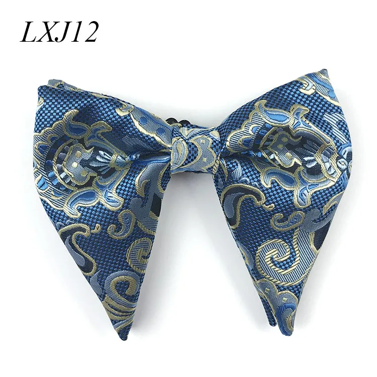 Bowtie LXJ12 Уникальный полиэстеровый Свадебный галстук-бабочка для жениха с узором пейсли, двухслойный большой галстук-бабочка для мужчин, вечерние - Цвет: Bowtie LXJ12