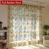 floral tulle curtains for living room purple sheer curtains for children bedroom door short kitchen window curtains kids drapes