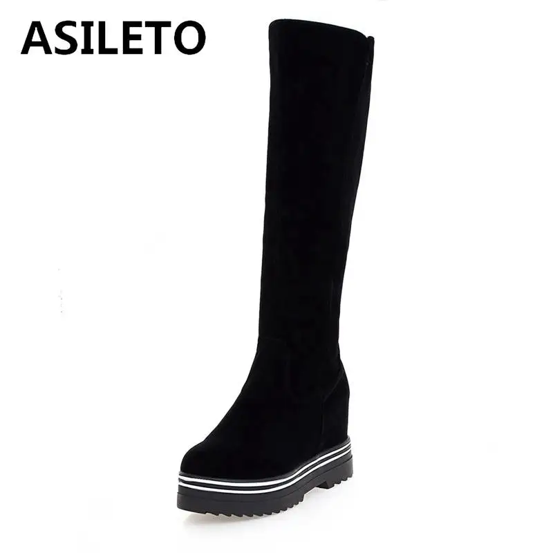 ASILETO большой размер 43 сексуальные сапоги до колена на платформе Женская осенне