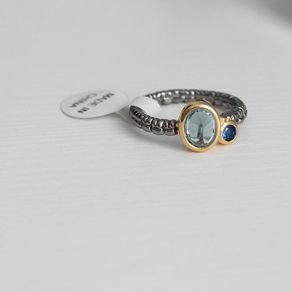 

DreamCarnival 1989 On Sale New Two Tone Blue Zirconia Rings for Women Engagement Ring Party Gift Wholesale Drop Shipping WA11615