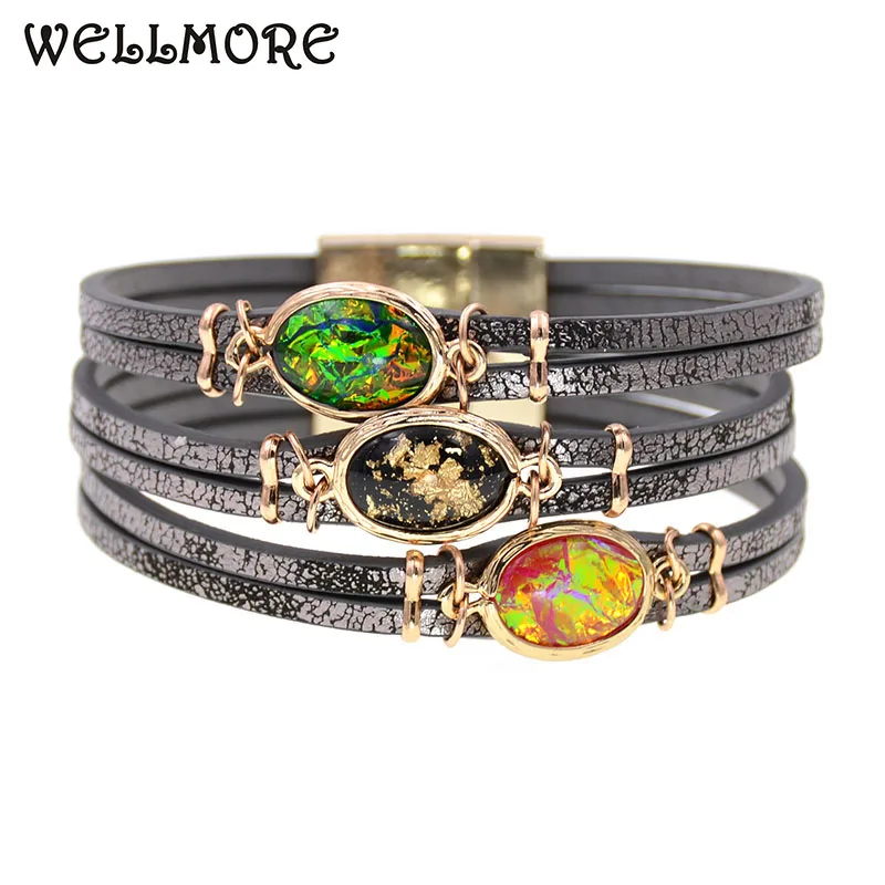 Женские браслеты WELLMORE, 10 цветов, кожаные браслеты в стиле бохо, очаровательные браслеты для женщин, ювелирные изделия,, прямая поставка