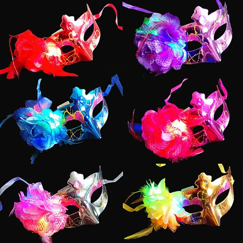 LED Flashing Flower Mask Princess Masquerade Glowing Women Girls Dance Party Dress Decoration Halloween Christmas|decorative decorative|decor