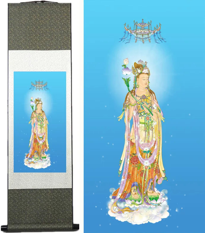 

The west three holy momentum to bodhisattva Silk hangs a picture/decorative painting scroll painting wholesale YX1891